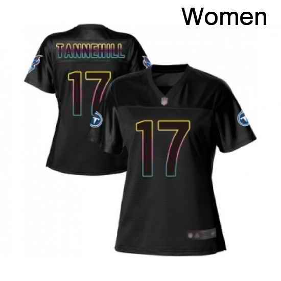 Womens Tennessee Titans 17 Ryan Tannehill Game Black Fashion Football Jersey